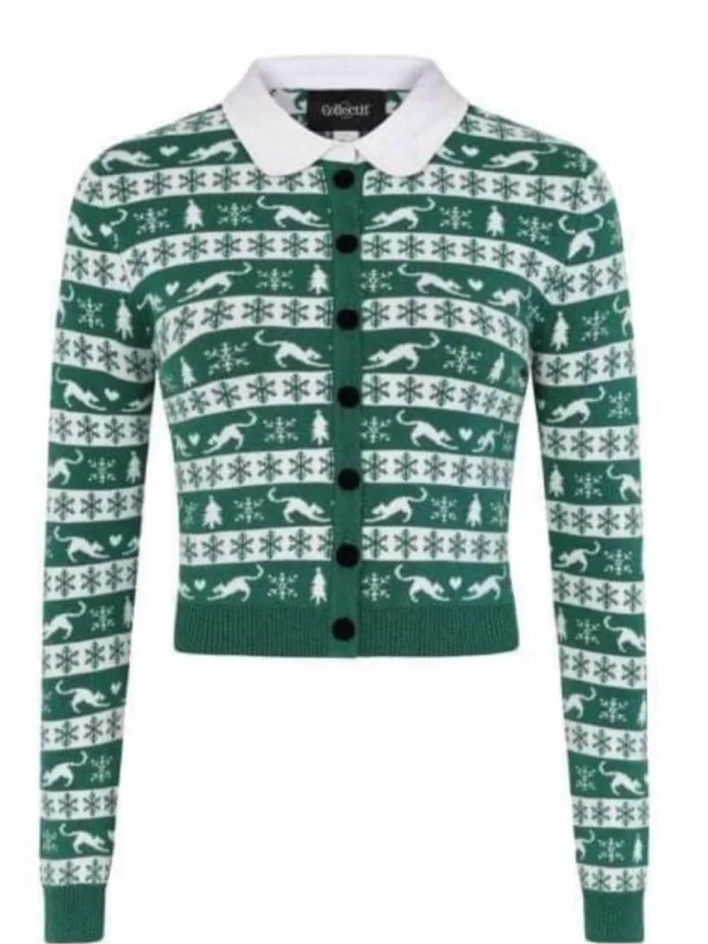 Collectif Modcloth Milicent Cat Cardigan Christmas Sweater XL
